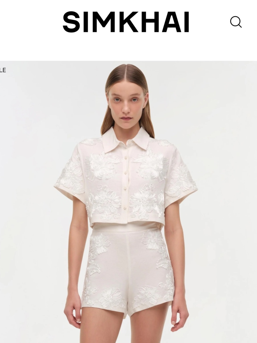 SIMKHAI Callie Soutache Linen Camp Shirt Ivory XS